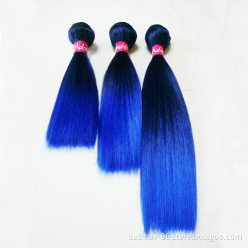 cheap factory price ombre two tone colored straight synthetic hair weave, soft diana synthetic yaki hair pieces raw material
